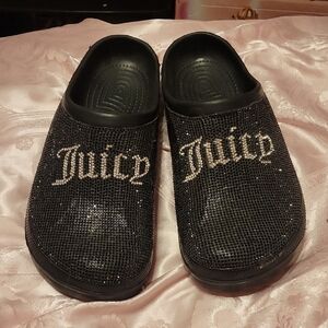 Juicy Couture Black Glitter Clogs